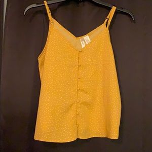 Japna Yellow Polka Dot Button up tank top